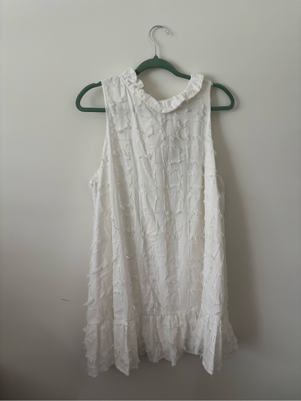 Mustard Seed White Textured Ruffle Hem Mini Dress